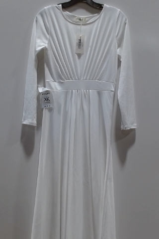 KK Trends Women's White Long Sleeve Maxi Dress Size M