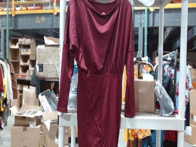 Burgundy Jersey Long Sleeve Dress