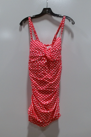 Anne Cole Red Polka Dot Ruched One-Piece Swimsuit