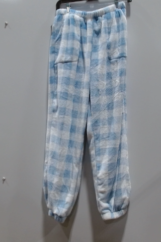 Blue Checkered Plush Pajama Pants
