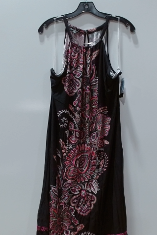 Black Floral Print Halter Dress