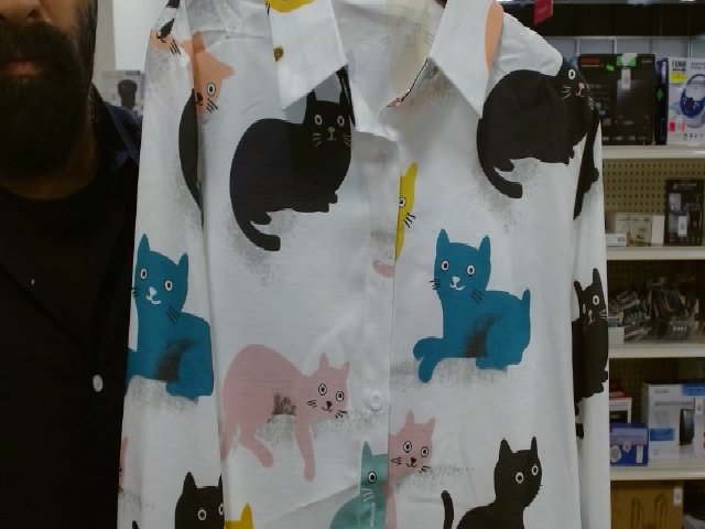 Colorful Cat Print Long Sleeve Blouse