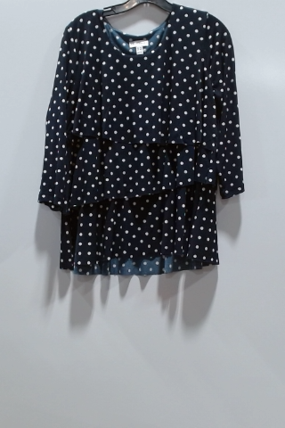 Notations Women's Polka Dot Tiered Blouse - Navy