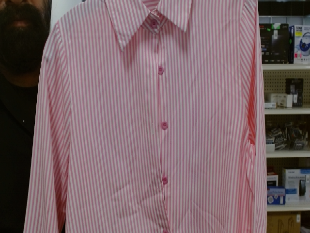 Pink and White Striped Blouse