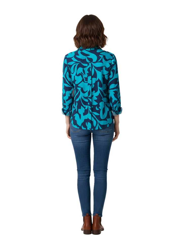 Ralph Lauren Women's Blue Floral Long Sleeve Dress