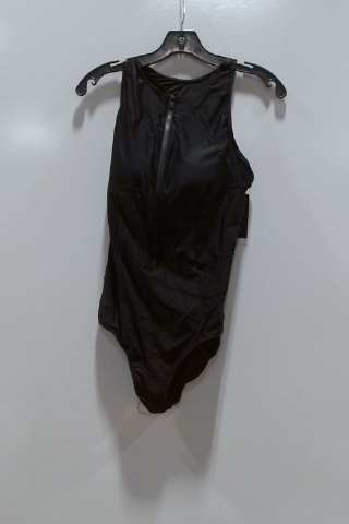 Athleta Black High Neck Zip Swimsuit