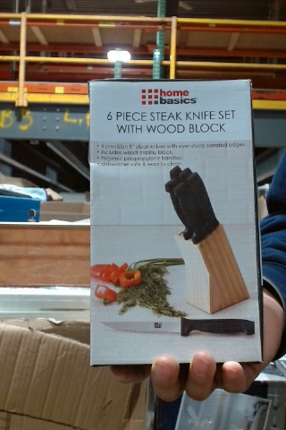 Home Basics 6 Piece Steak Knife Set with Wood Block