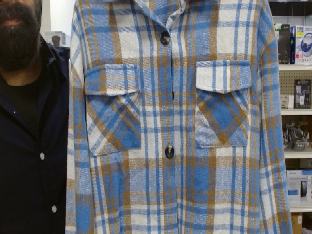 Blue Plaid Button-Up Shirt