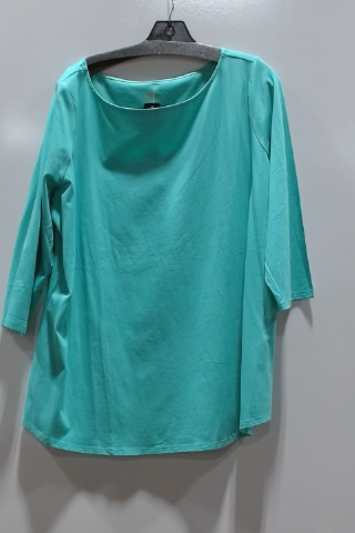 Teal Boat Neck Three-Quarter Sleeve Blouse