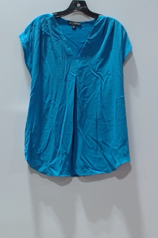 Investment Collections Women's Teal V-Neck Short Sleeve Blouse