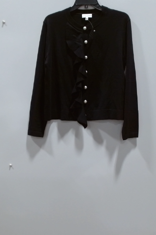 Black Ruffle Front Cardigan