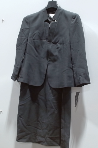 Lesia Women's Two-Piece Gray Polyester Skirt Suit Set
