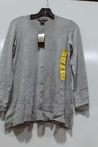 DKNY Jeans Women's Gray V-Neck Long Sleeve Sweater