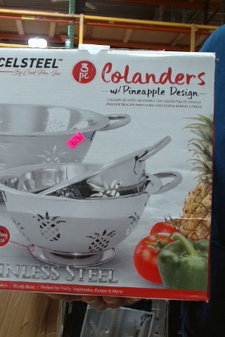 ExcelSteel 3-Piece Colander Set with Pineapple Design