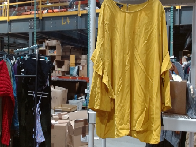 NY Collection Women's Yellow Long Sleeve Blouse