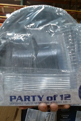 Party of 12 Clear Plastic Disposable Dinnerware Set