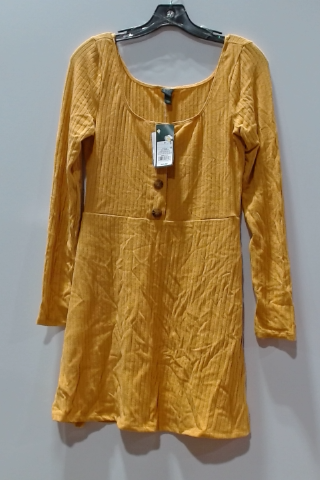Wild Fable Yellow Rayon Long Sleeve Mini Dress
