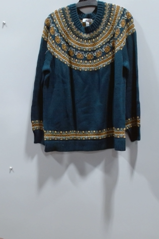 Charter Club Women's Teal Fair Isle Cashmere Sweater