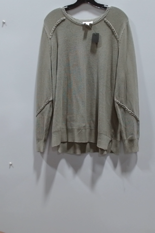 Free People Women's Green Cotton Blend Pullover Sweater