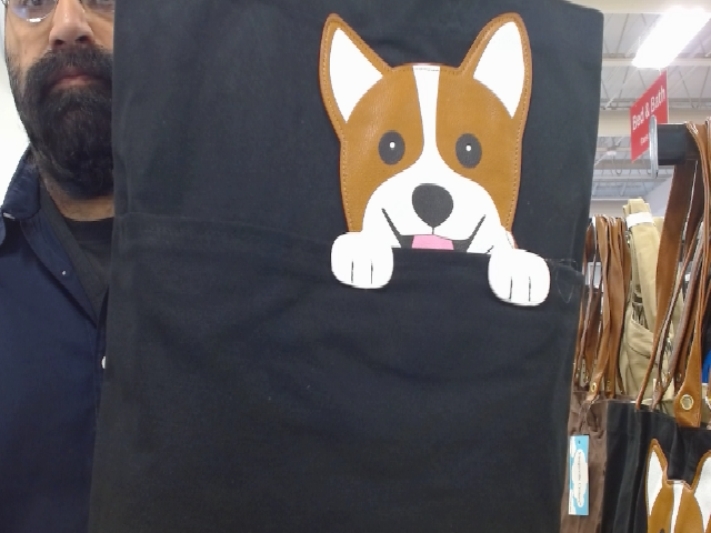 Black Canvas Tote Bag with Dog Applique