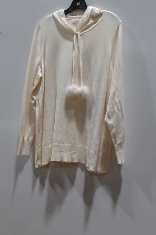 Cream Hooded Pom Pom Sweater