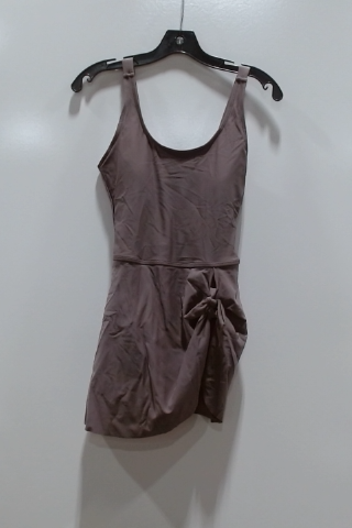 Norma Kamali Women's Scoop Neck Low Back Mio Mini Dress Mushroom Ruched Size XS
