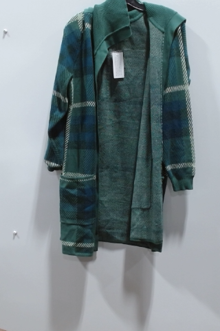 Green Plaid Cardigan