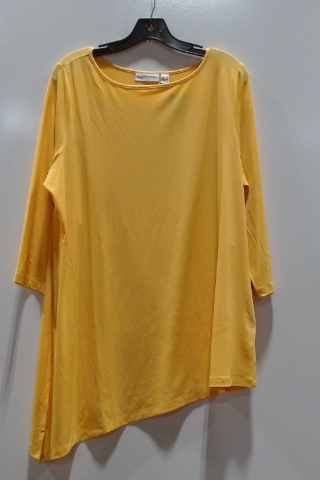 NIC+ZOE Women's Yellow 3/4 Sleeve Asymmetrical Hem Top