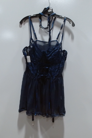 Lace-trimmed Navy Chemise