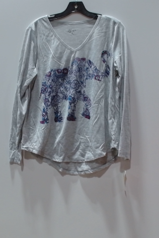 Style & Co Women's Long Sleeve Elephant Graphic Top