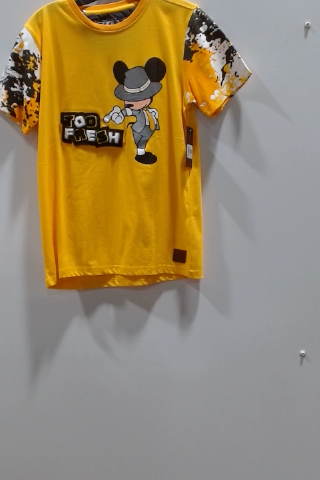 Yellow Cartoon Print Crew Neck T-Shirt