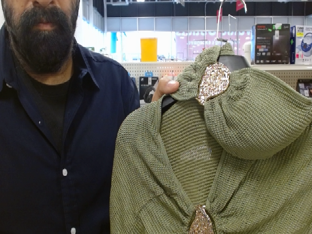 Olive Green Hooded Cape with Metallic Detail