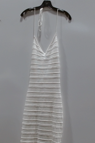 White Halter Neck Sleeveless Midi Dress
