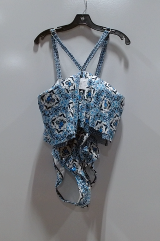 Tommy Bahama Women's One Piece Swimsuit Blue Patterned Adjustable Straps Size Medium