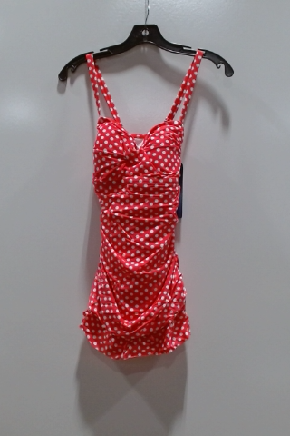 Profile by Gottex Red Polka Dot Ruched Swimsuit