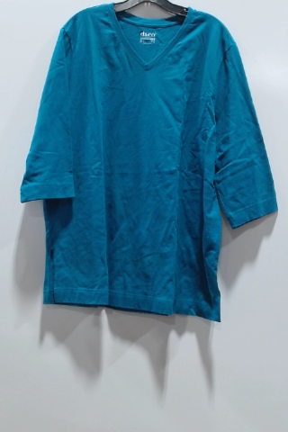 Dressbarn Women's Blue V-Neck 3/4 Sleeve T-Shirt