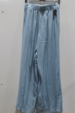 Women's Blue Wide Leg Satin Pants