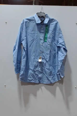 Michael Strahan Men's Blue Long Sleeve Button-Down Shirt