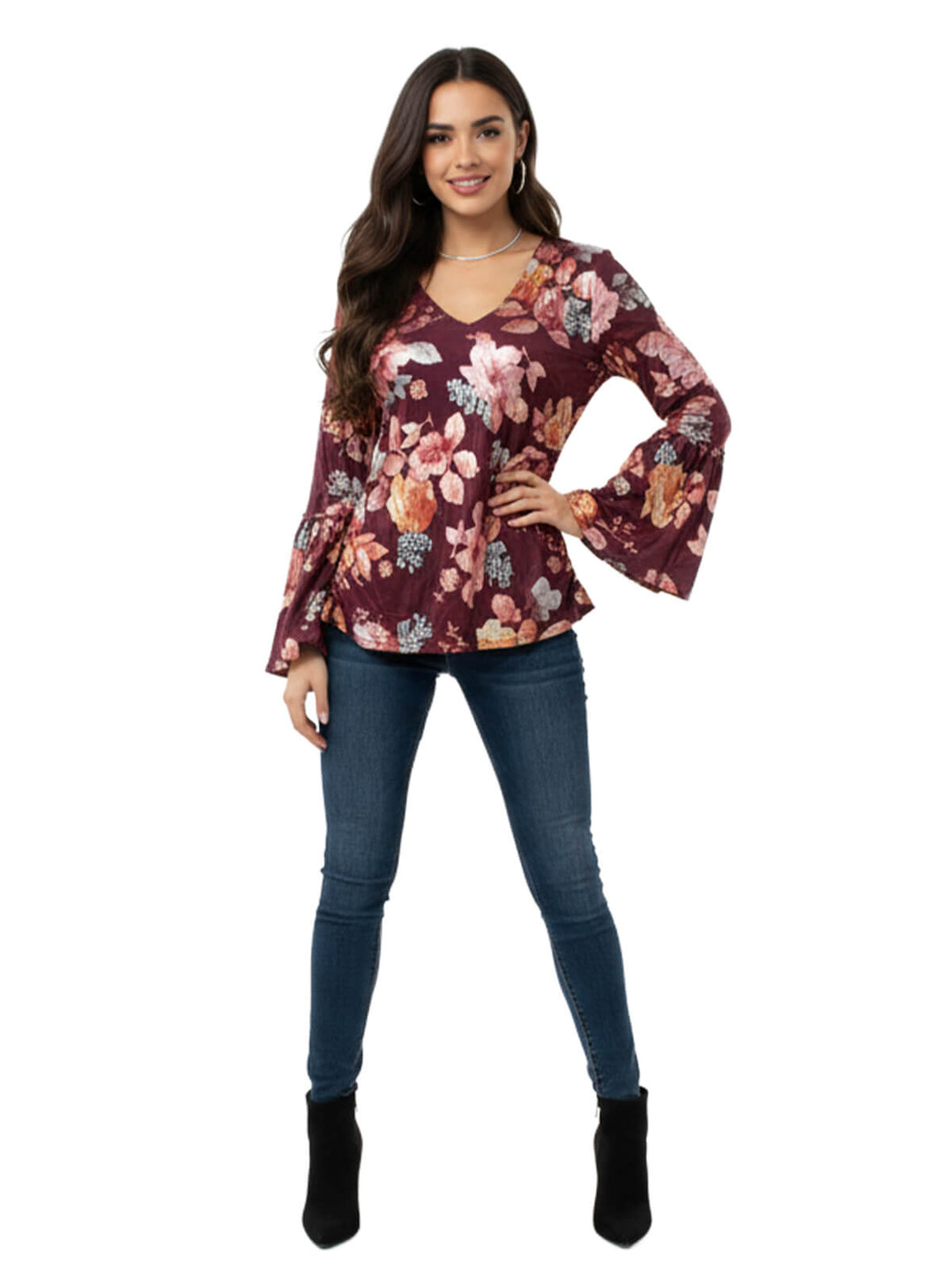 INC International Concepts Floral V-Neck Blouse