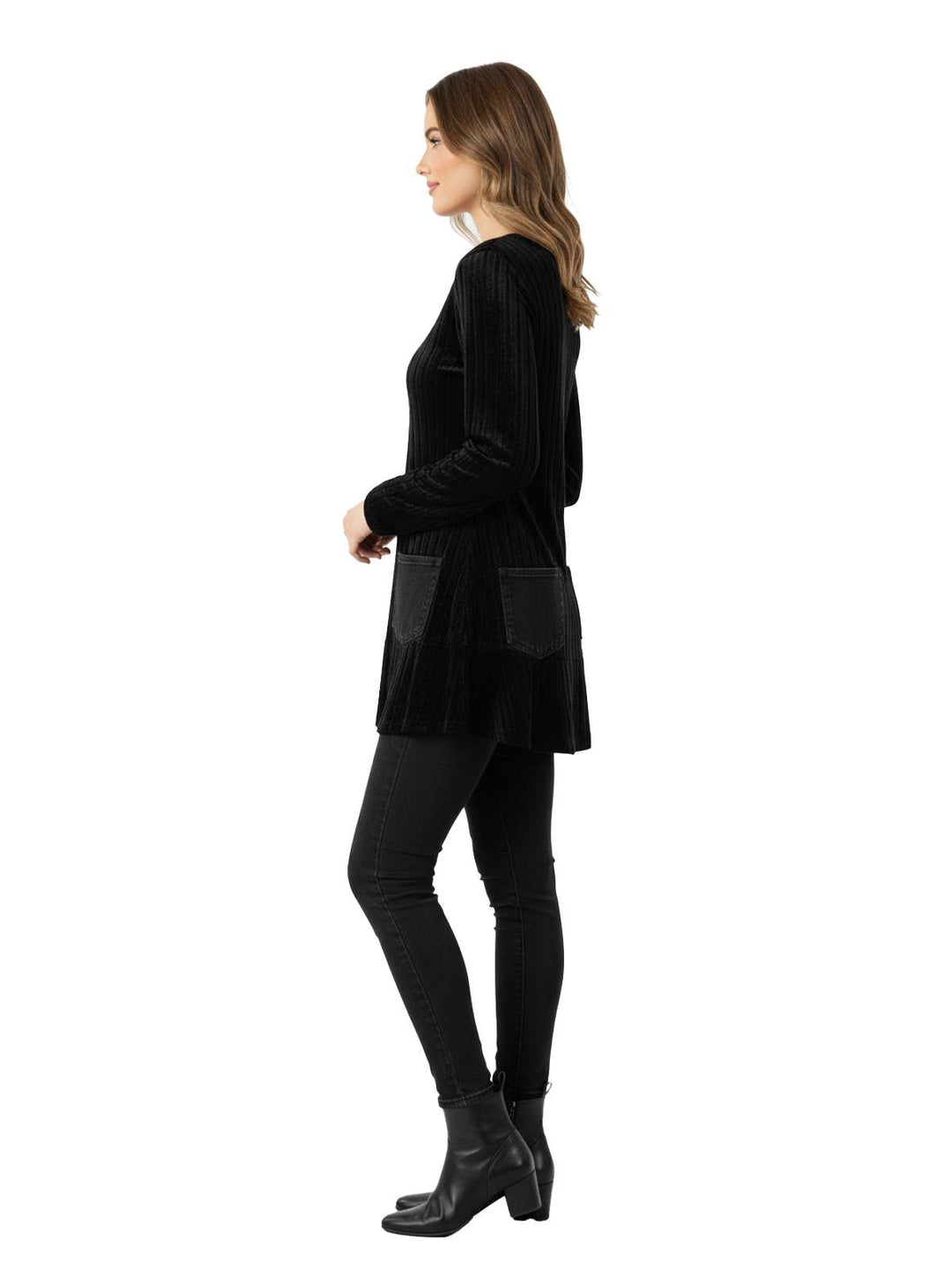 Ruby Rd Women's Black Velvet Long Sleeve Top