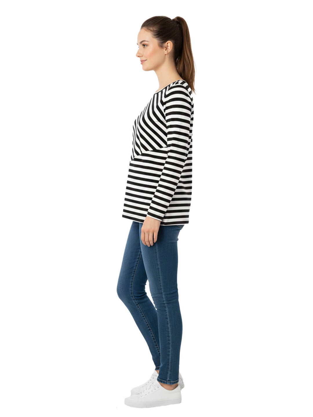 Alfred Dunner Women's Striped Long Sleeve Top
