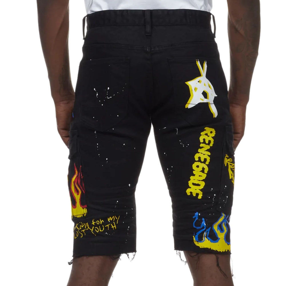Smoke Rise Graffiti Twill Cargo Short Mens Style : Sts21284