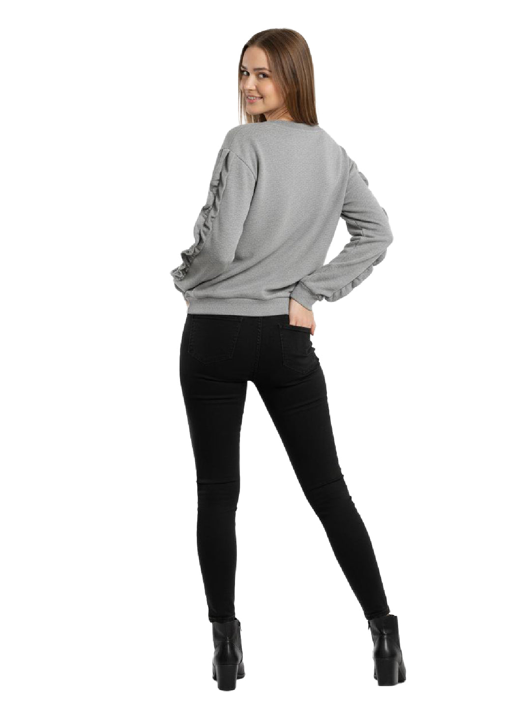 Ruffled Sleeve Long Sleeve Top