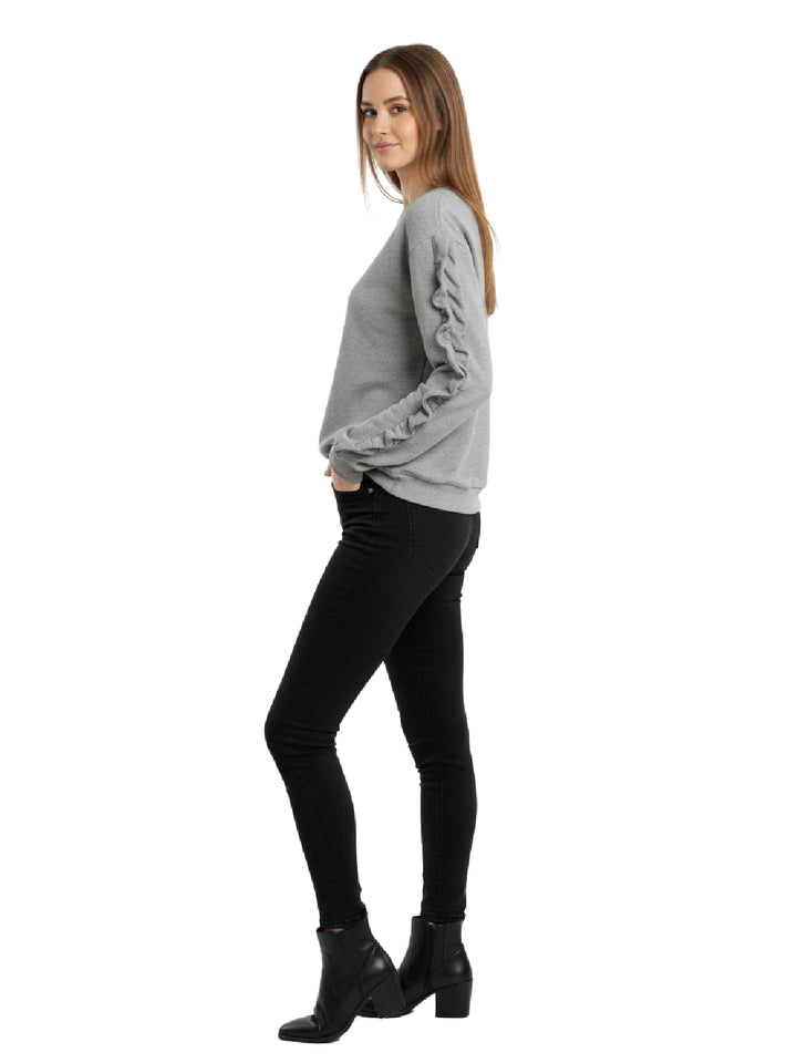 Ruffled Sleeve Long Sleeve Top