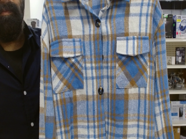 Blue Plaid Button-Down Shirt