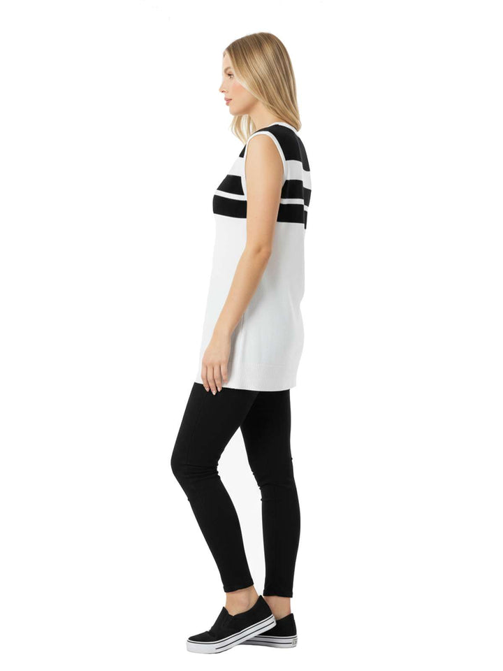 Black and White Striped Sleeveless Top