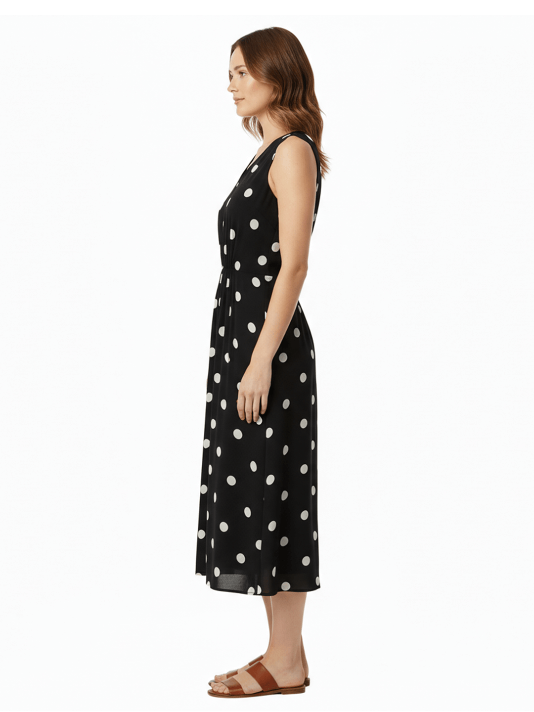 Anne Klein Women's Black Polka Dot Sleeveless Dress