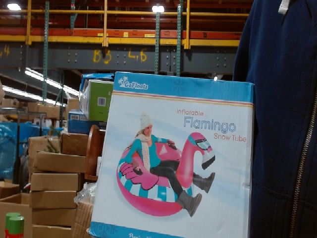 GoFloats Inflatable Flamingo Snow Tube