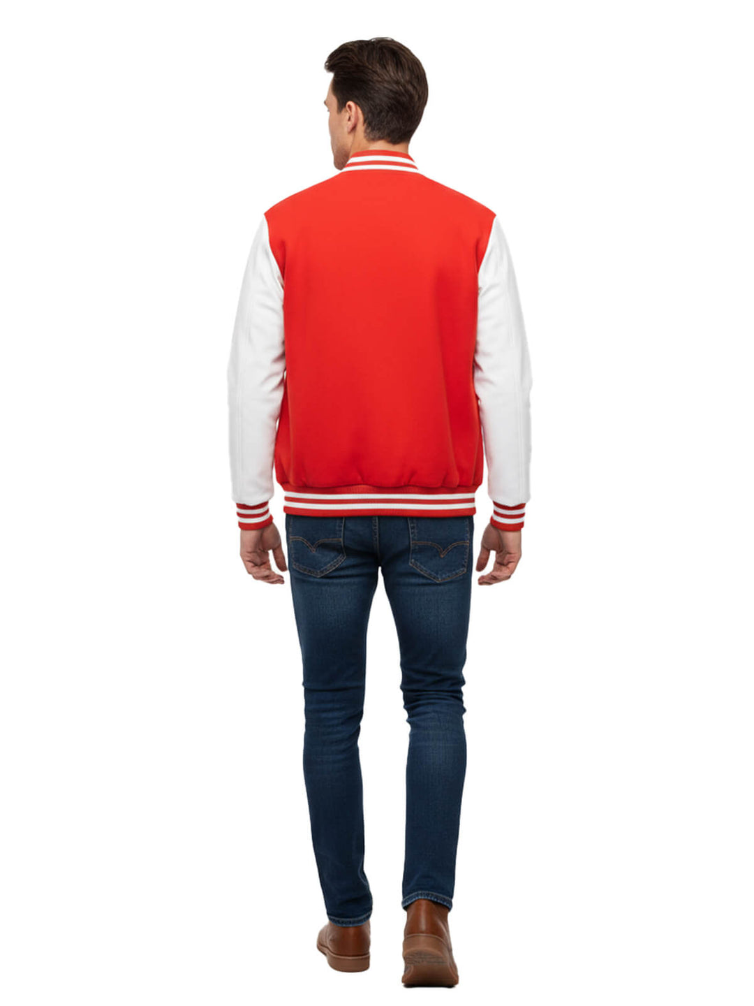 Red and White Button-Up Jacket