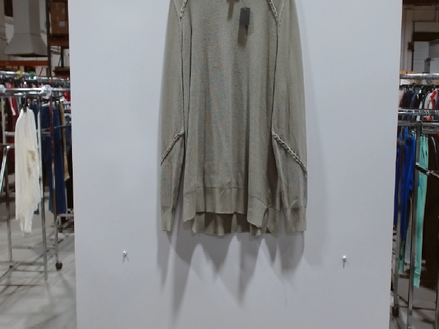 Free People Women's Green Cotton Blend Pullover Sweater